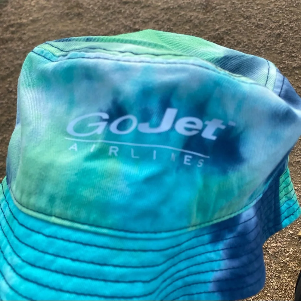GoJet Airline Tie-Dye Bucket Hat in Teal and Aqua